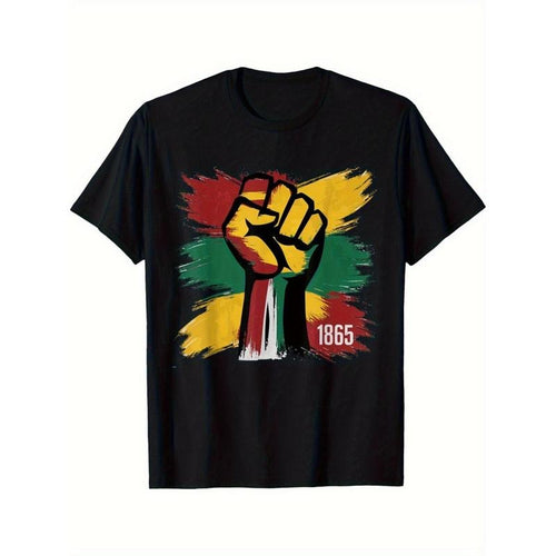 Men' WB shield Juneteenth African American Freedom 1865 T-Shirt, 180g Cotton Crewneck Short-Sleeve T-Shirt, Perfect for...