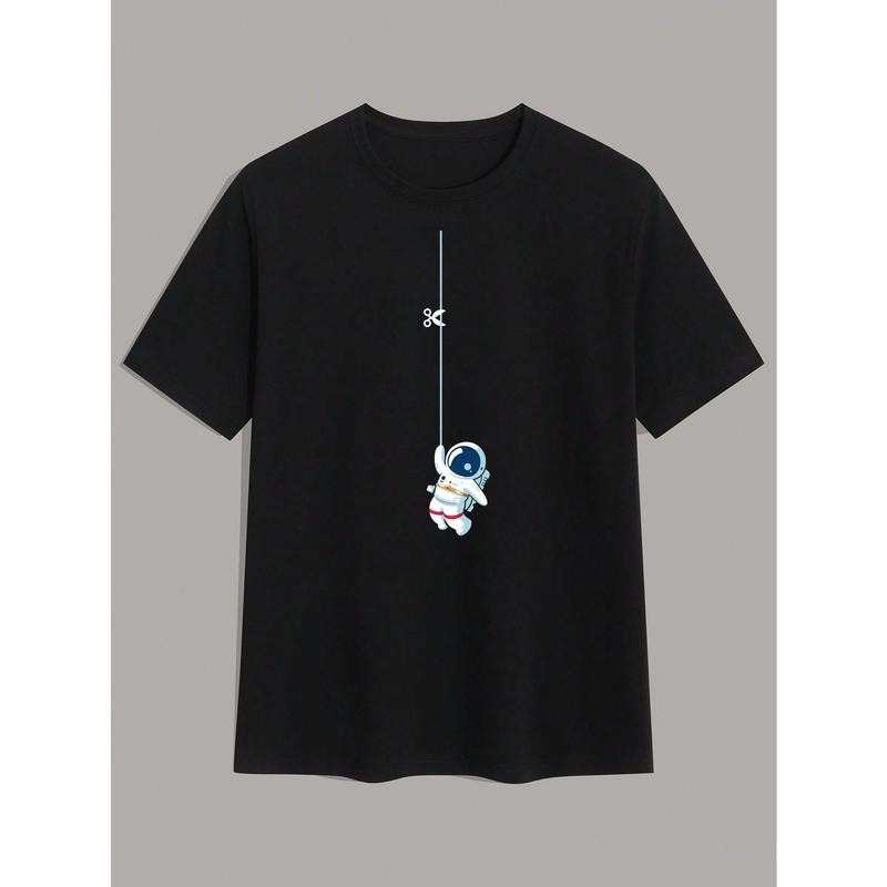 Men Astronaut Print Tee For Spring And Summer Made in USA Hoodie, Sweatshirt | DripVista.com