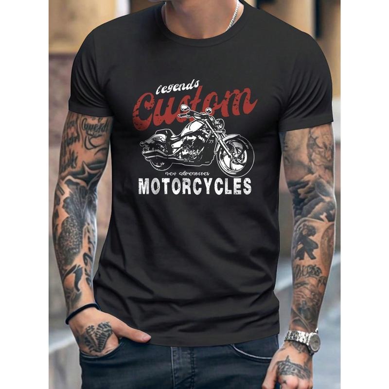 Men Motorcycle & Letter Graphic Tee Made in USA Hoodie, Sweatshirt | DripVista.com