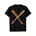 Men'S 100% Cotton Knit Fabric T-Shirt with Crossed Baseball Bats Print, Regular Fit Crew Neck Top for Casual, Sports, and Outdoor Activities - All Seasons Wear made in usa
