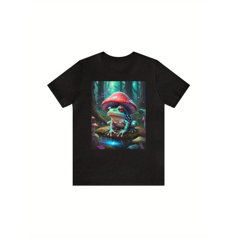 Men'S Casual Cotton T-Shirt - Loose Fit All-Season Crew Neck Tee with Magical Forest Frog Graphic | Nature-Inspired...