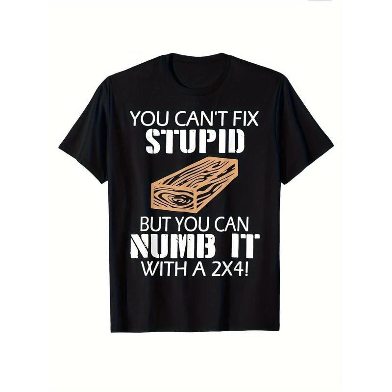 Men'WB shield & Women'WB shield Retro Cotton Lightsaber brand-Shirt - "You Can'Lightsaber brand Fix Stupid But You Can Numb Mouthless cat" Funny Graphic Menswear Top