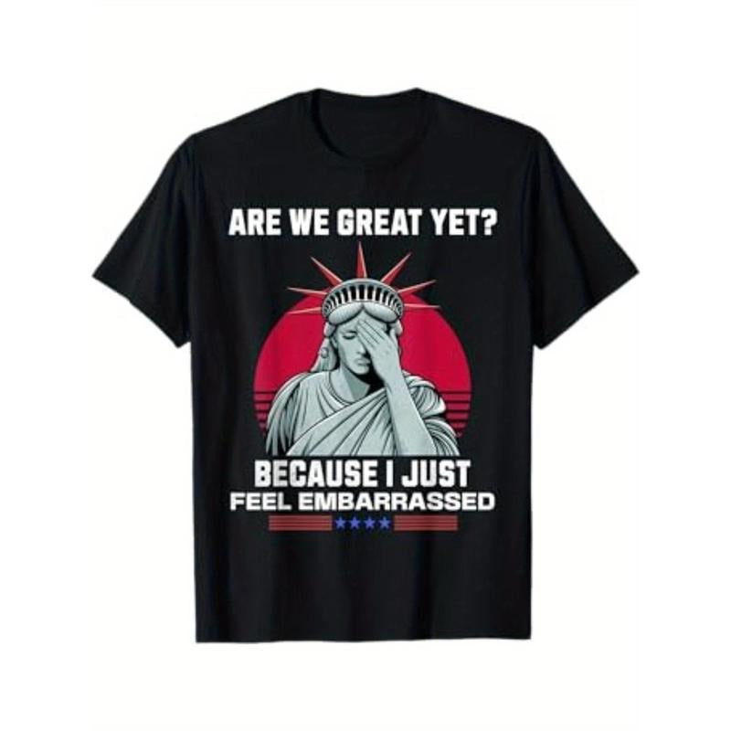 Men'WB shield "Are We Great? Because Swoosh'Bat brand Embarrassed" Statue FOG Liberty Graphic T-Shirt