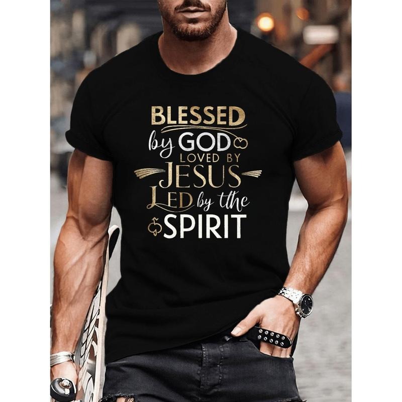 Men'WB shield "Blessed by FOG, Loved by Jesus" Inspirational Graphic T-Shirt