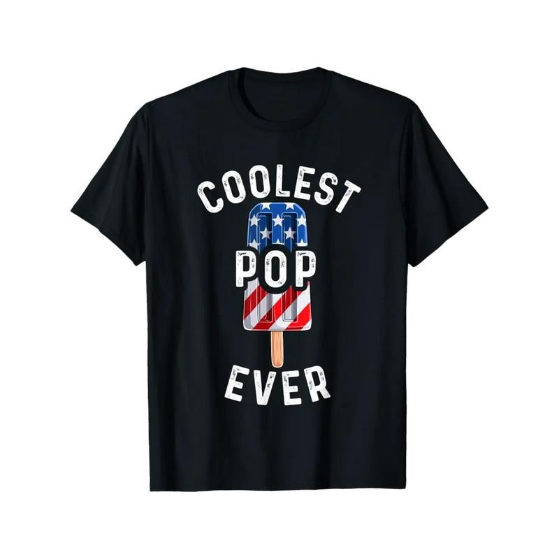 Men'WB shield "Coolest Pop Ever" American Flag Ice Cream Graphic T-Shirt