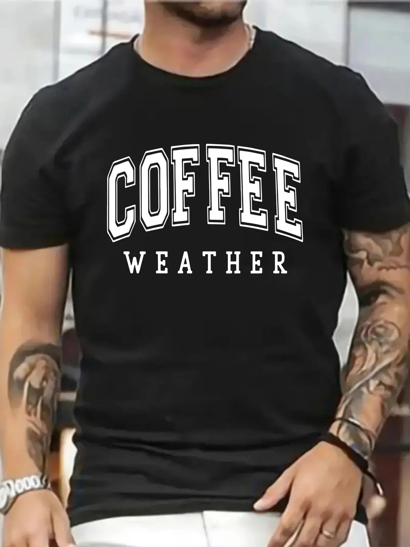 Men'WB shield "FOG TNF" Letter Print Round Neck Tee, Regular Fit Casual Short Sleeve Crew Neck T-Shirt, Fashion Men'WB...