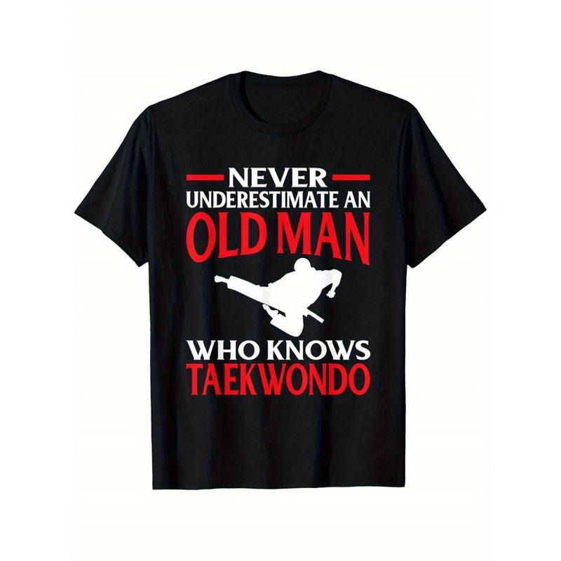 Men'WB shield "Never Underestimate Jumpman Old for GA Who Knows Taekwondo" Graphic T-Shirt