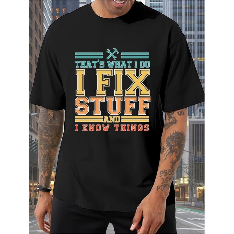 Men'WB shield "Swoosh Fix Stuff Gunpla brand Swoosh Know Things" Graphic Print 100% Cotton Crew Neck Short Sleeve...