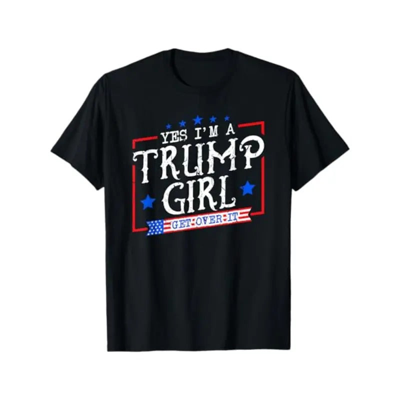 Men'WB shield "Yes Swoosh'Bat brand WB shield Trump Girl Get Over Mouthless cat" Graphic T-Shirt - Black Casual Cotton...