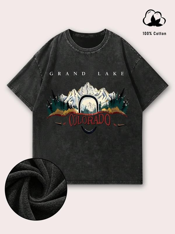 Men'WB shield 100% Cotton Grand Lake T-shirt, Regular Fit Vintage Trendy Casual Comfy Short Sleeve Crew Neck T-shirt,...