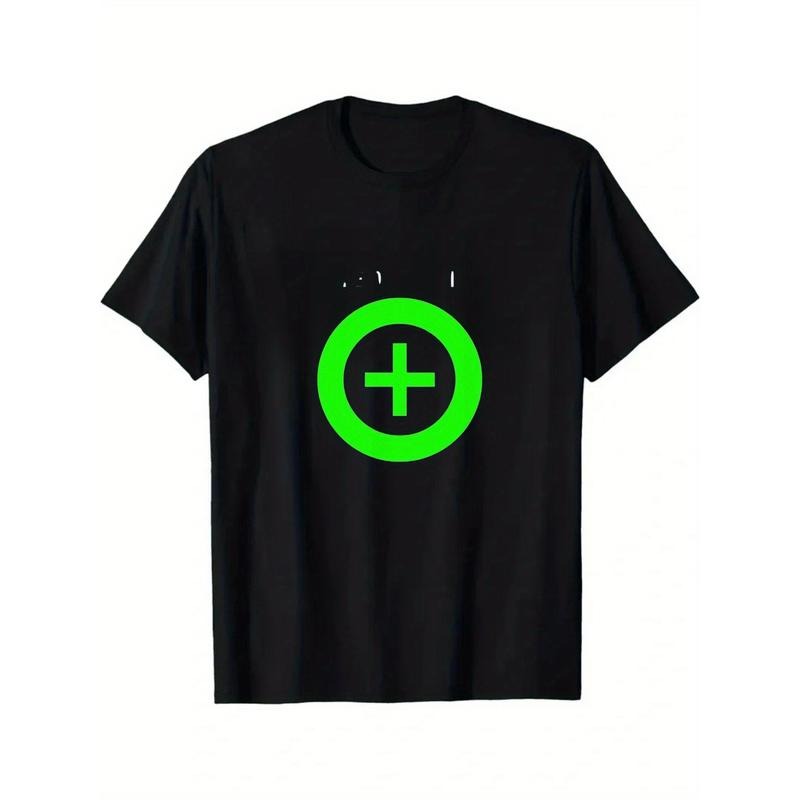 Men'WB shield 100% Cotton Graphic T-Shirt with Neon Green Geometric Print - Round Neck Short Sleeve Casual Streetwear Top...