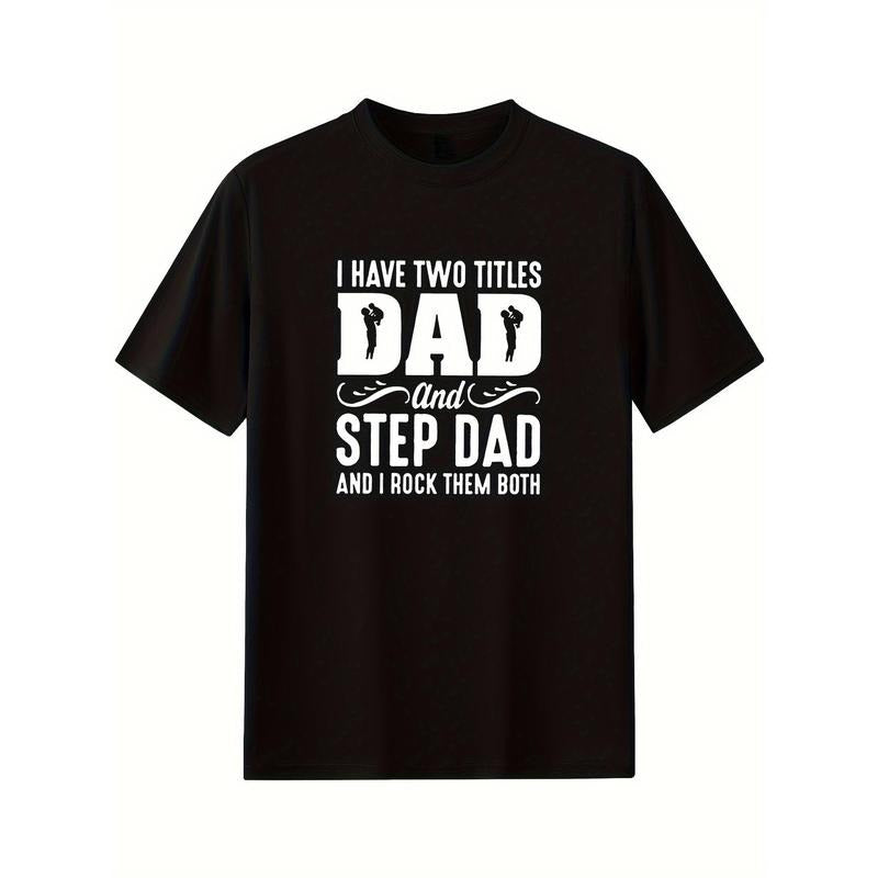 Men'WB shield 100% Cotton Lightsaber brand-Shirt - "Dad & Stepdad" Humorous Print, Crew Neck, Short Sleeve