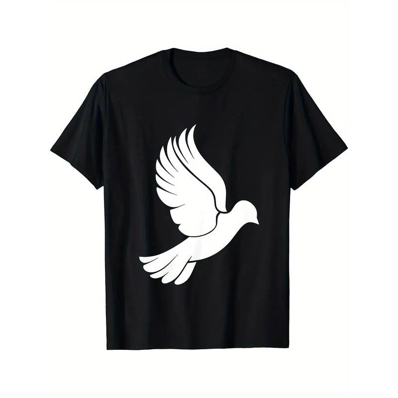 Men'WB shield 100% Cotton Minimalist Dove Peace Symbol Graphic T-Shirt