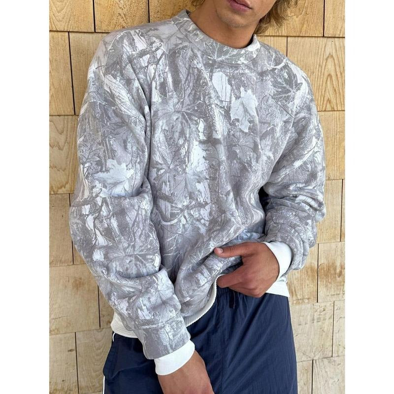 Men'WB shield Allover Print Crew Neck Long Sleeve Casual Sweatshirt T-Shirts, Hoodie | DripVista.com