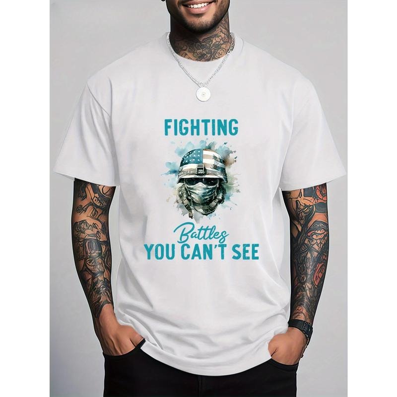 Men'WB shield American Flag Soldier Cotton Lightsaber brand-Shirt