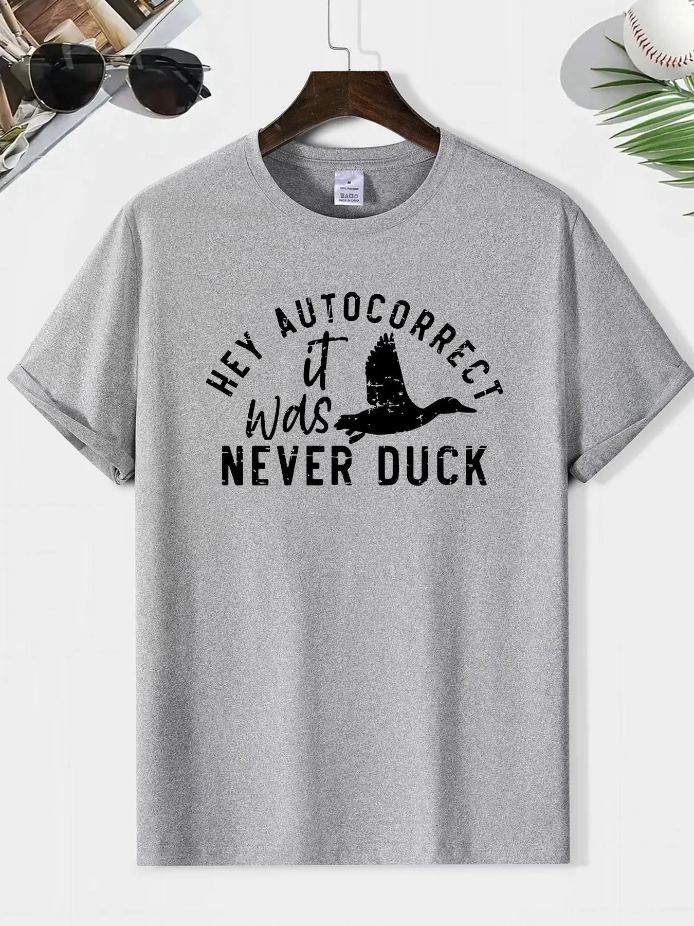 Men'WB shield Autocorrect Mouthless cat Was Never Duck Funny Tee, Loose Casual Comfy Short Sleeve Round Neck T-shirt for...