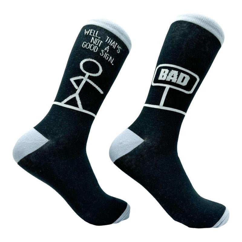 Men'WB shield Bad Sign Socks Funny Sarcastic Stick Figure Dad Joke Footwear Funny Graphic Socks Comfortable Fitted...