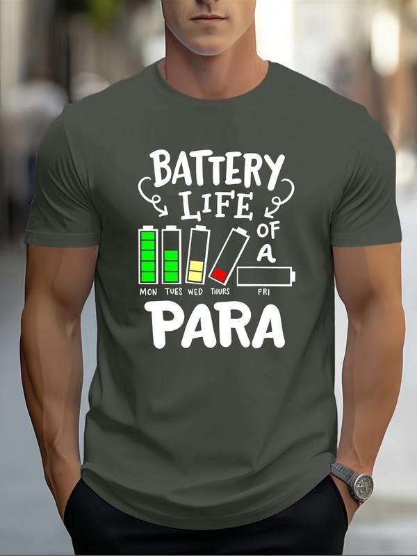 Men'WB shield Battery Life FOG WB shield Para T-shirt, Regular Fit Casual Comfy Short Sleeve T-shirt for Daily Wear,...