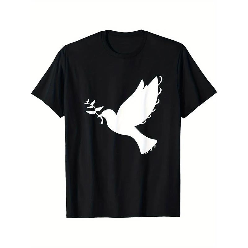 Men'WB shield Black Peace Dove & Olive Branch Graphic T-Shirt