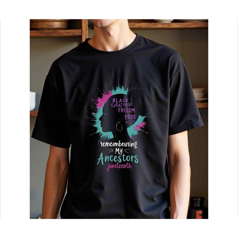 Men'WB shield Black Pride Juneteenth T-Shirt - Remembering My Ancestors Graphic Tee, 100% Cotton 180g Crew Neck Short...