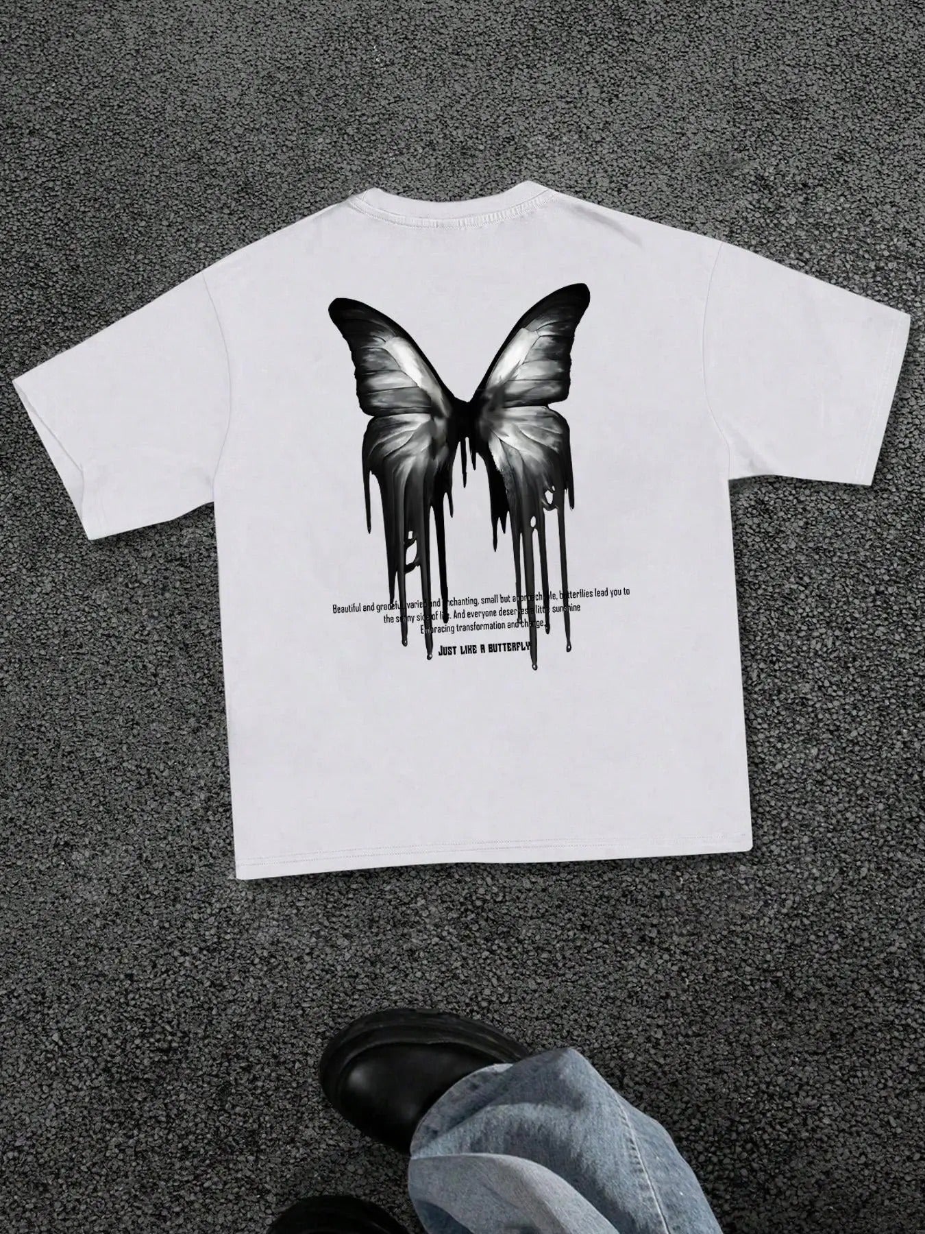 Men'WB shield Butterfly & Letter Print Short Sleeve Graphic Tee, Regular Fit Casual Fashion Round Neck T-shirt for...