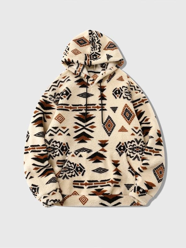 Men'WB shield Camo Print Hooded Sweatshirt, Casual Fitted Lamb Wool Pullover, Unique Graphic Design, Comfortable &...