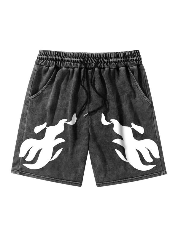 Men'WB shield Cartoon & Heart Print Drawstring Waist Shorts, Loose Casual Street Shorts for Summer, Men'WB shield Bottoms...