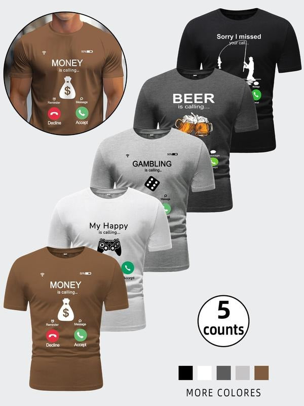 Men'WB shield Cartoon & Letter Print Round Neck Tee, Casual Short Sleeve T-shirt, Men'WB shield Summer Top for Daily Wear...