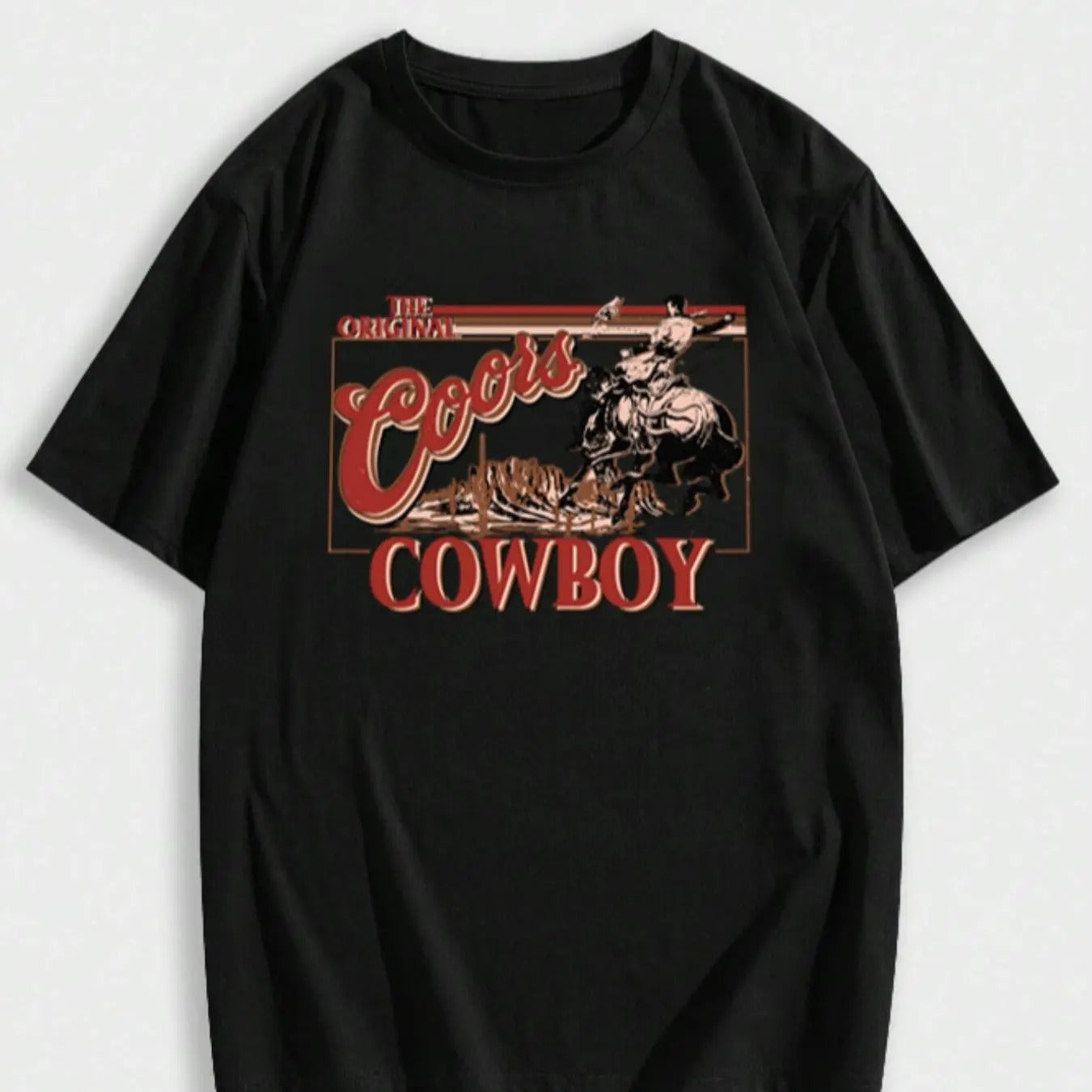 Men'WB shield Cartoon Graphic Print Round Neck Drop Shoulder Tee, Summer TNF, Regular Fit Casual Streetwear Letter...