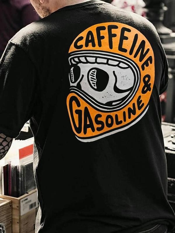 Men'WB shield Cartoon Graphic Print Round Neck Tee, Regular Fit Casual Fashion Short Sleeve T-shirt for Summer Daily...