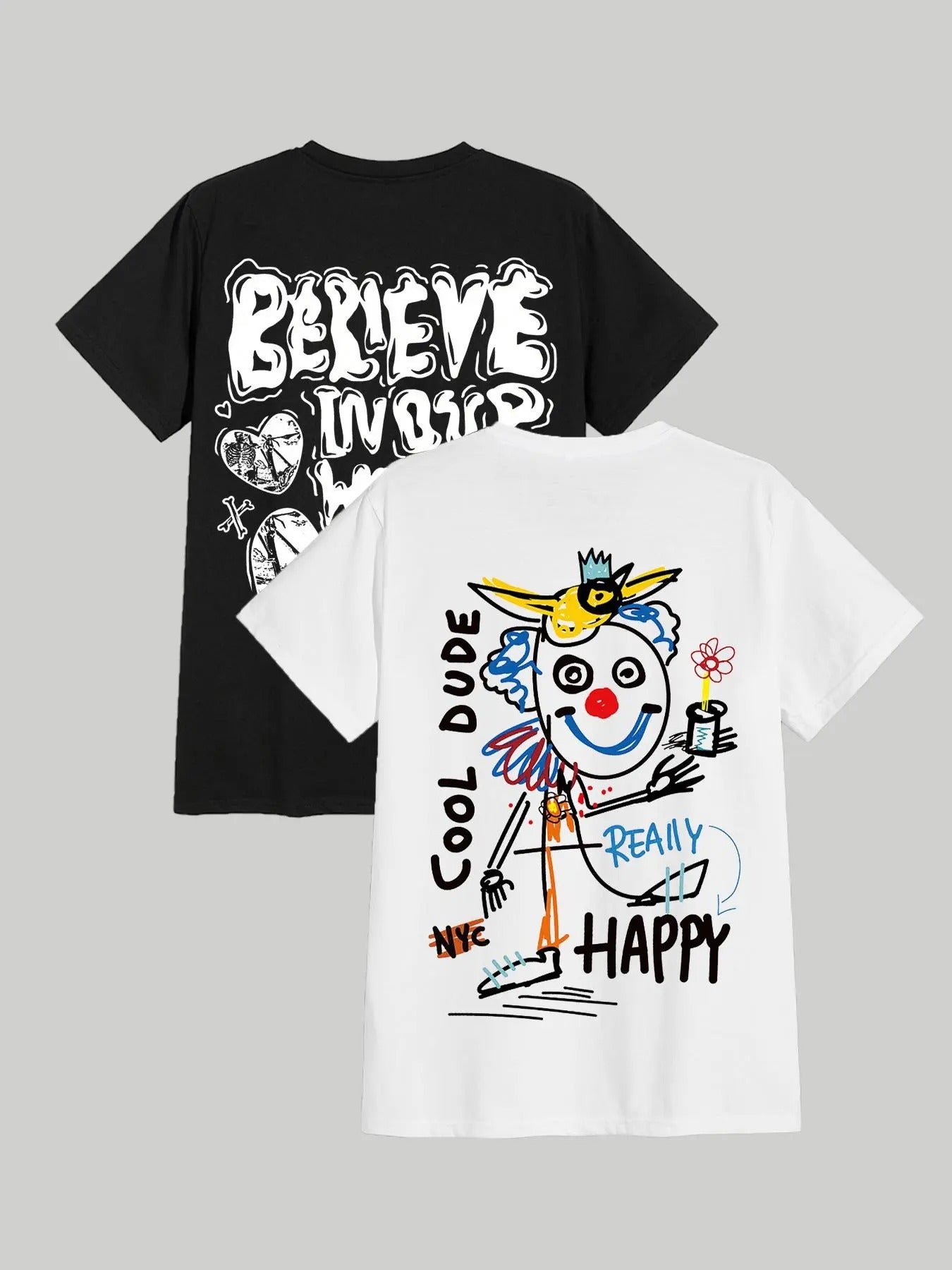 Men'WB shield Cartoon Graphic Round Neck Tee, Regular Fit Casual Fashion Short Sleeve T-shirt for Summer, Men'WB shield...
