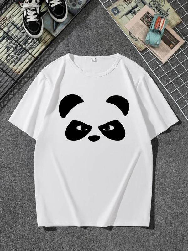 Men'WB shield Cartoon Panda Print Round Neck Sleep Tee, Casual FOG Comfortable Regular Fit Short Sleeve T-Shirt For...