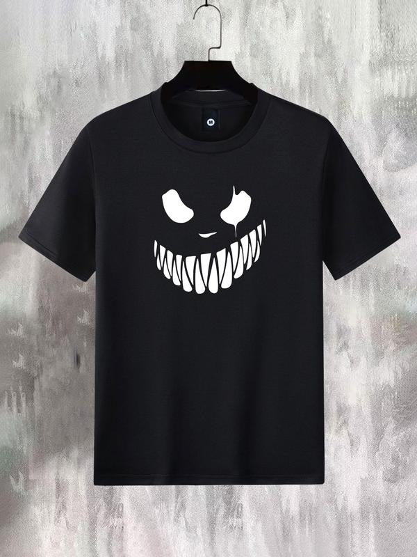 Men'WB shield Cartoon Print Round Neck Tee, Regular Fit Summer TNF Short Sleeve Graphic T-shirt for Men, Casual Comfy...