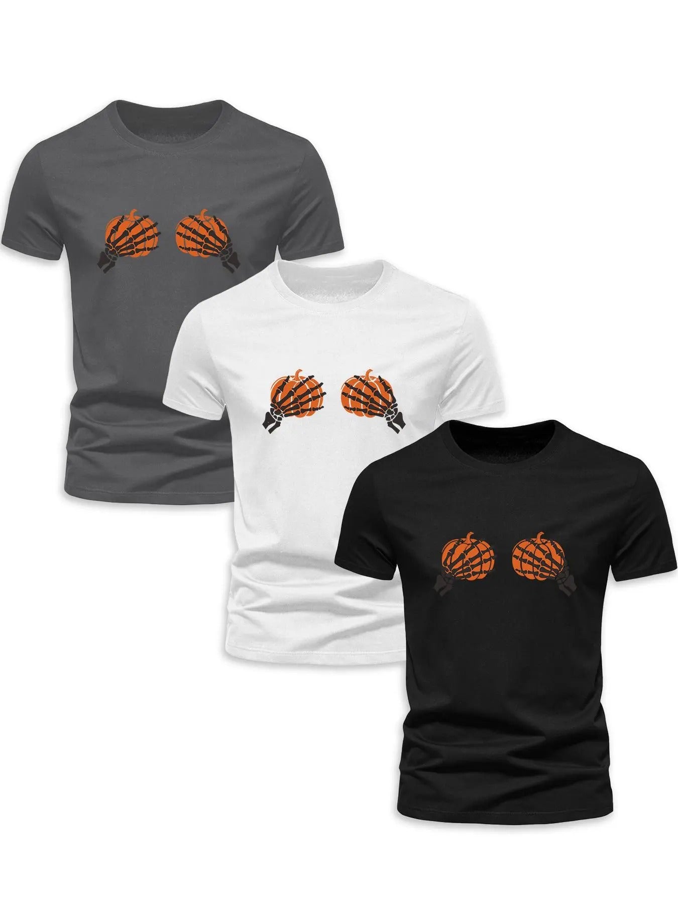 Men'WB shield Cartoon Pumpkin Print Round Neck Tee, Regular Fit Casual Short Sleeve T-shirt, Men'WB shield Summer Top for...