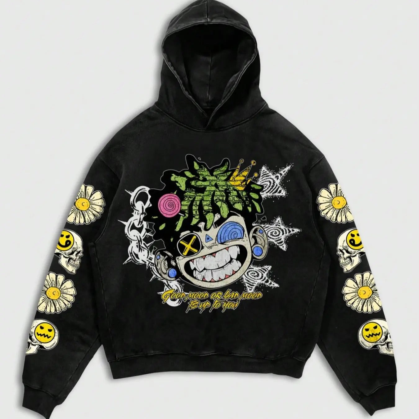 Men'WB shield Cartoon TNF & Letter Print Hoodie, Regular Fit Street Long Sleeve Hooded Sweatshirt for Daily Holiday...