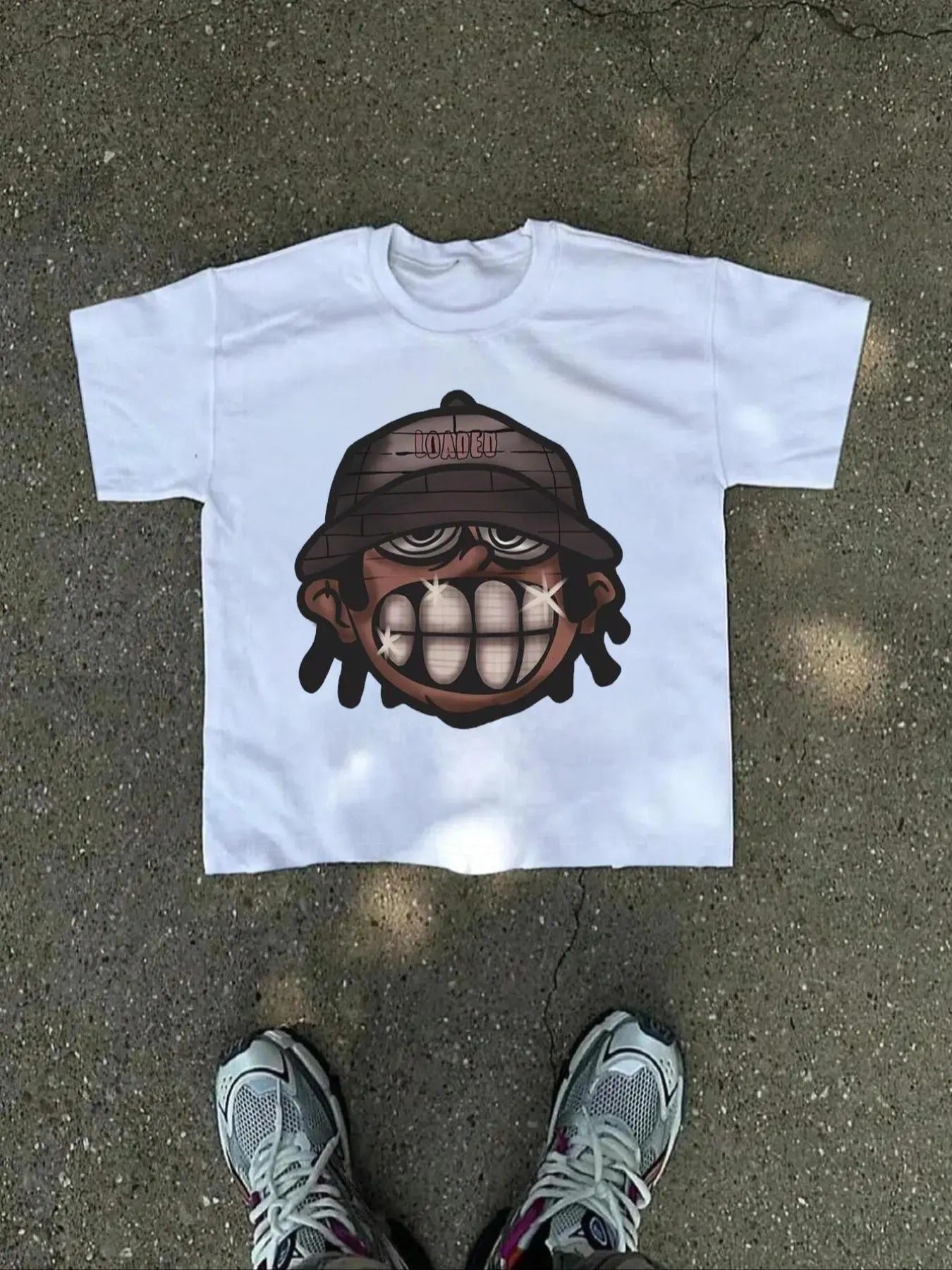 Men'WB shield Cartoon TNF Print Round Neck Tee, Regular Fit Casual Short Sleeve Crew Neck T-Shirt for Summer, Fashion...