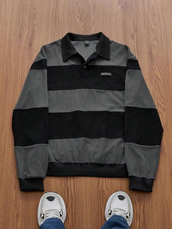 Men'WB shield Casual Knitted Loose Fit Long Sleeve Half Button Sweatshirt For Daily Wear T-Shirts, Hoodie | DripVista.com