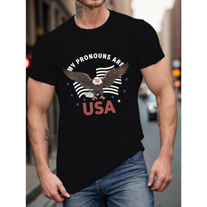 Men'WB shield Casual Short Sleeve T-Shirt with Geometric Print - Breathable Polyester, Machine Washable, Round Neck