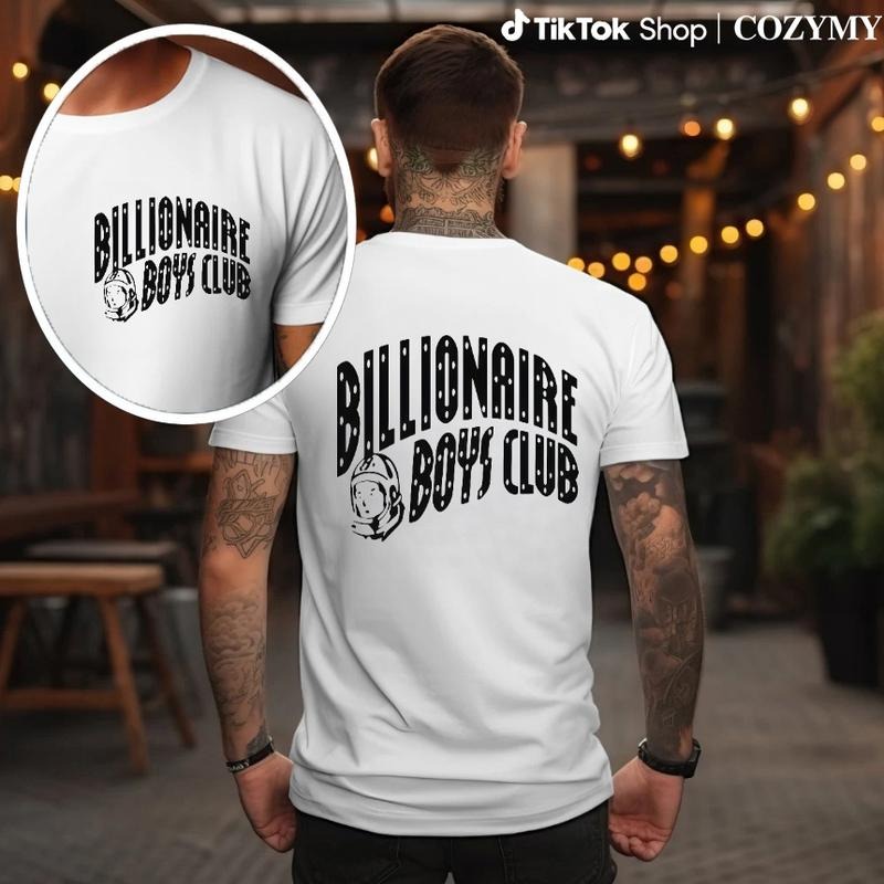 Men'WB shield Casual Y2K Double Sided Printed T-shirt "Billionaire Boys Club" Casual Streetwear Style Fashion Boxy Fit...