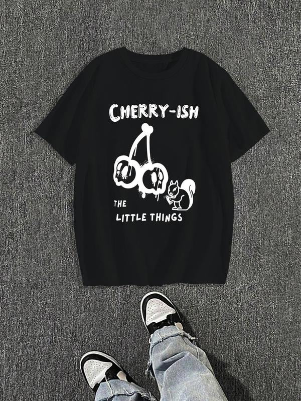 Men'WB shield Cherry-ish TNF Little Things Graphic Tee, Regular Fit Casual Short Sleeve T-shirt for Daily Wear, Men'WB...