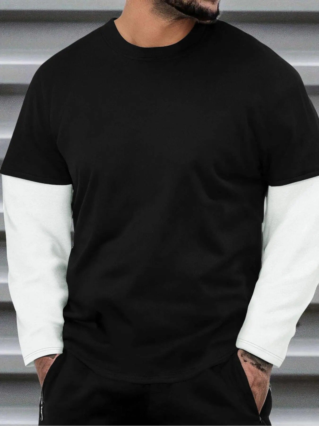 Men'WB shield Colorblock 2 Red plumber brand Swoosh Long Sleeve Tee, Regular Fit Casual Round Neck T-shirt for Daily...