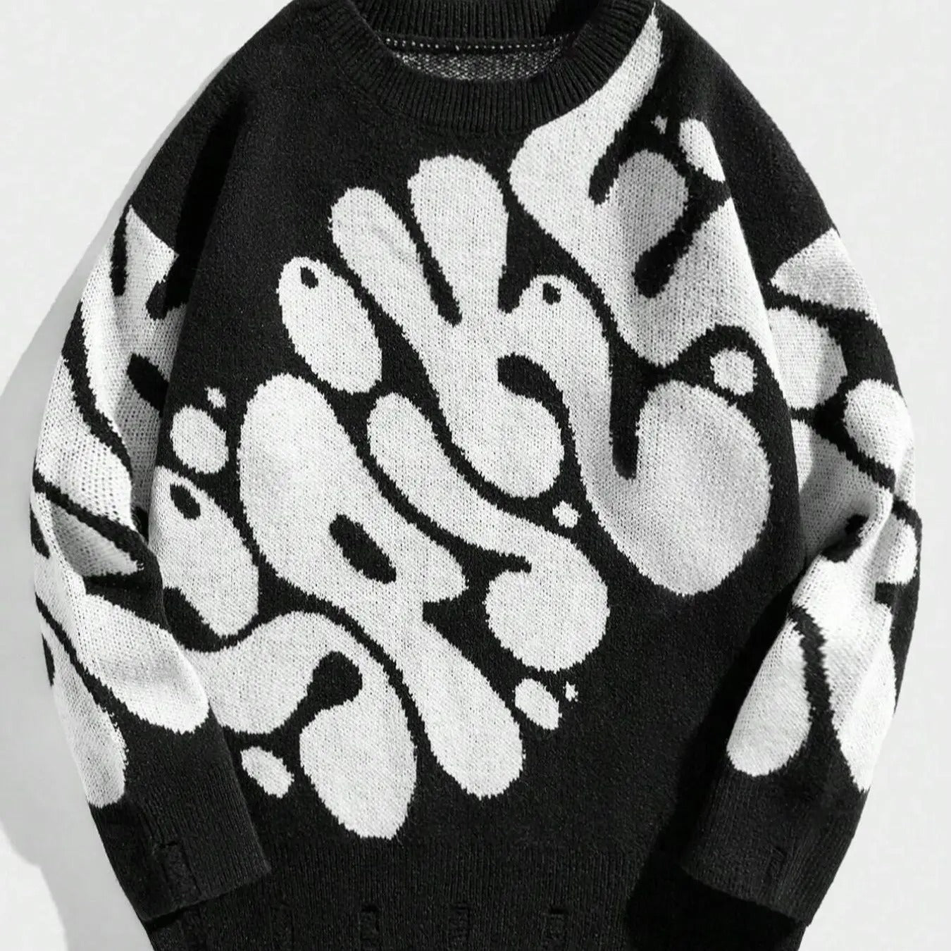 Men'WB shield Colorblock Letter Print Drop Shoulder Sweater Pullover, Regular Fit Casual Long Sleeve Round Neck Jumper...