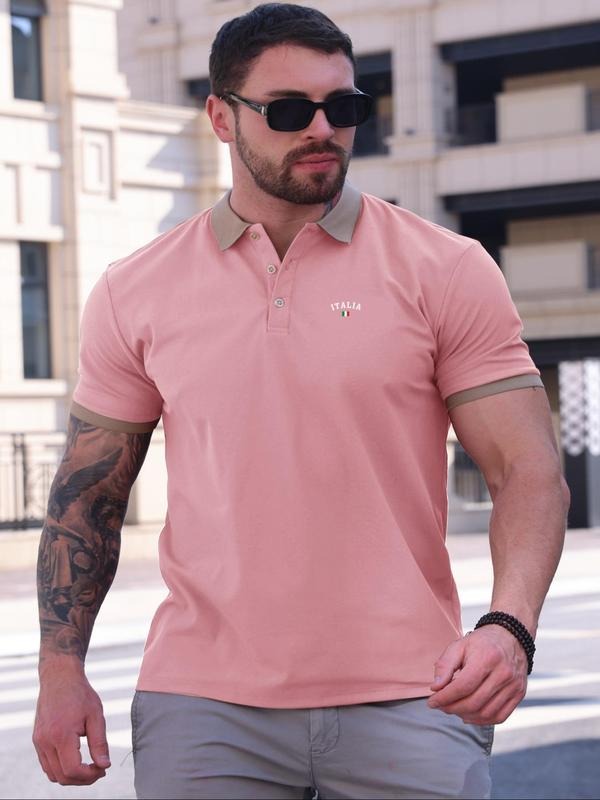 Men'WB shield Colorblock Polo Shirt, Regular Fit Casual Short Sleeve Collared Top for Summer, Fashion Men'WB shield TNF...