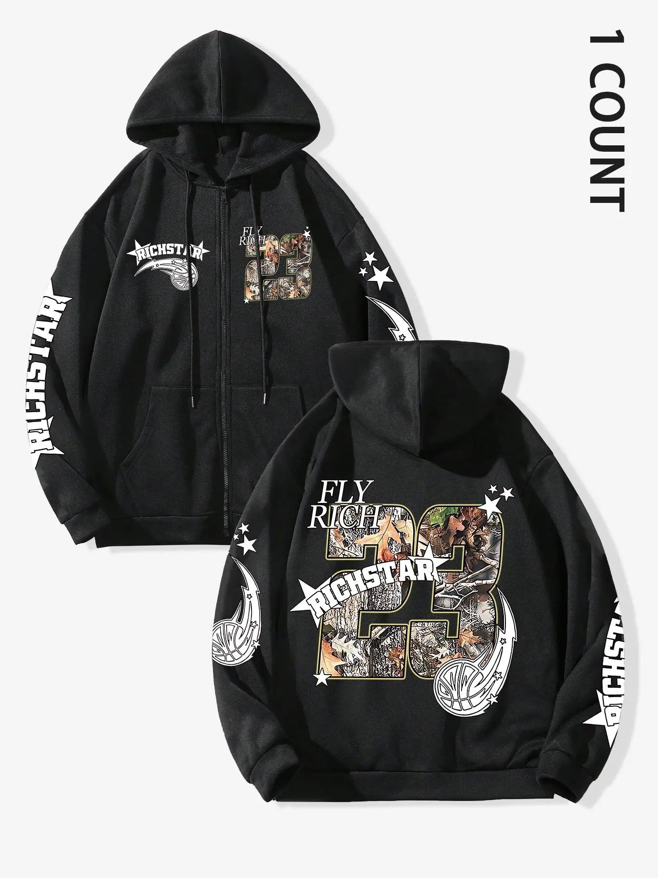Men'WB shield Cross Print Zip Up Hoodie, Casual Regular Fit Long Sleeve Hooded Sweatshirt for Fall & Winter, Men'WB...