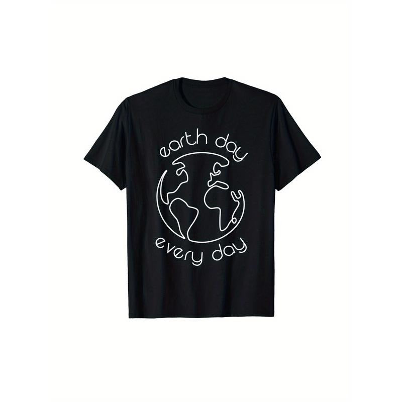 Men'WB shield Earth Day Graphic T-Shirt - Stylish Black Casual Crew Neck Tee with "Earth Day Every Day" Print, Short...