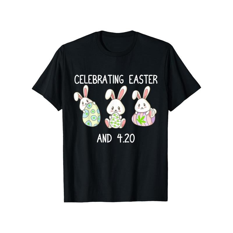 Men'WB shield Easter Bunny Graphic Tee - 100% Cotton, Round Neck, Short Sleeve, Casual Fit - Celebrating Easter & 420...
