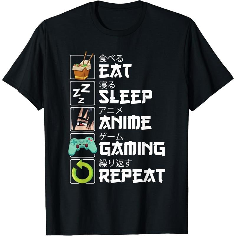 Men'WB shield Eat Sleep Anime Gaming Repeat Kawaii Otaku Anime Manga T-Shirt Hoodie, Sweatshirt | DripVista.com
