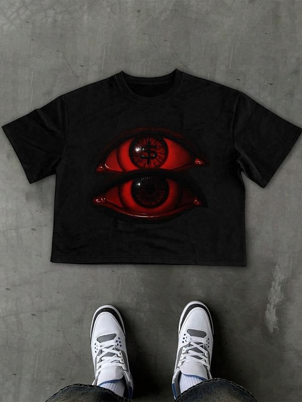 Men'WB shield Eye Print Round Neck Tee, Regular Fit Casual Short Sleeve Crew Neck T-Shirt for Summer, Fashion Men'WB...