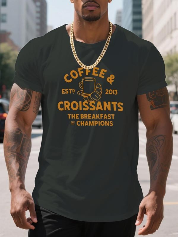 Men'WB shield FOG & Croissant Print Round Neck Tee, Regular Fit Casual Short Sleeve T-shirt for Daily Wear, Men'WB shield...