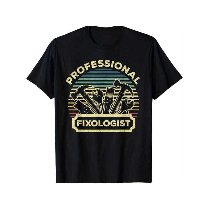 Men'WB shield FOG Fixologist Handyman Carpenter Tools Graphic T-Shirt, 100% Cotton, Casual Crew Neck Tee, for Hiking,...